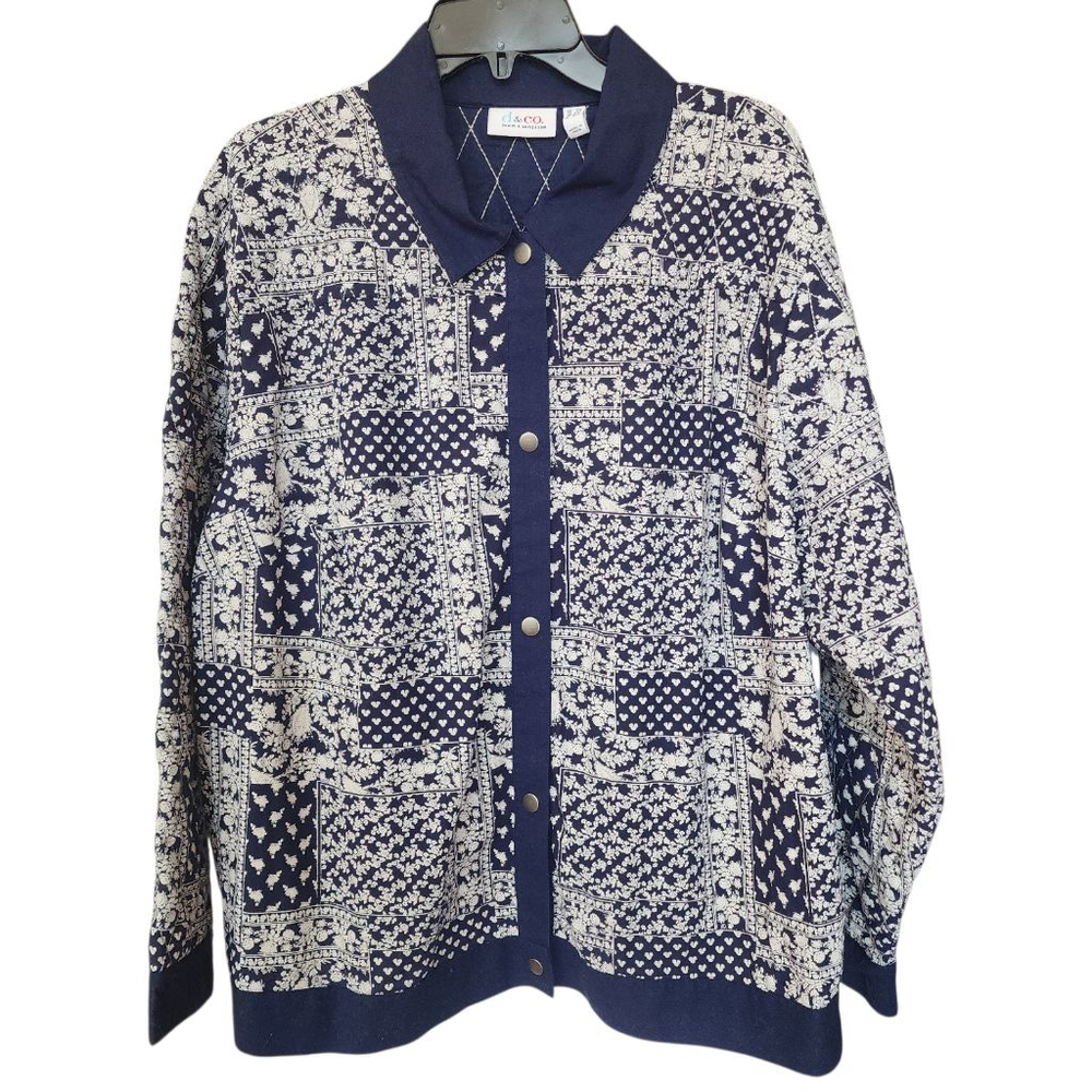 d&co. Navy White Lightweight Quilted Jacket 2X, NWOT